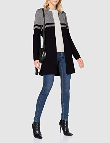 Morgan Gilet Long Bicolore Ceinturé Mbass Suéter, Gris Chine/Noir, TM para Mujer