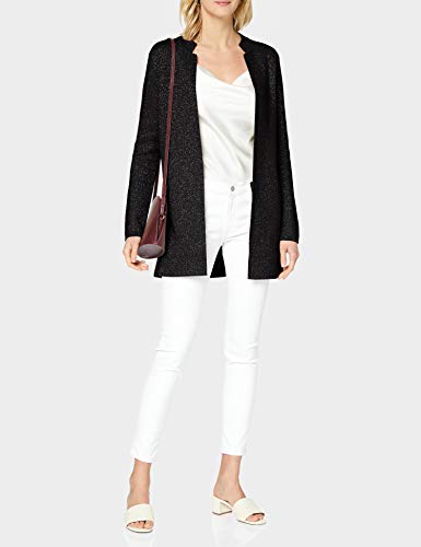 Morgan Gilet Long Tricot Lurex Mboli Chaleco suéter, Noir, TM para Mujer