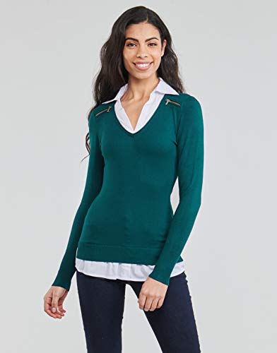 Morgan Pull 2 en 1 Col Chemise MYLORD Suter Pulver, Vert Canard, M para Mujer