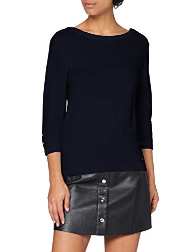 Morgan Pull boutons Manches MLOG Suéter, Marine, TS para Mujer