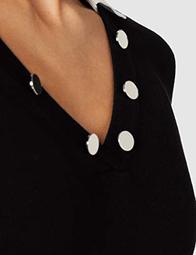 Morgan Pull Col Chemise boutons Encolure MG Suéter, Noir, TS para Mujer
