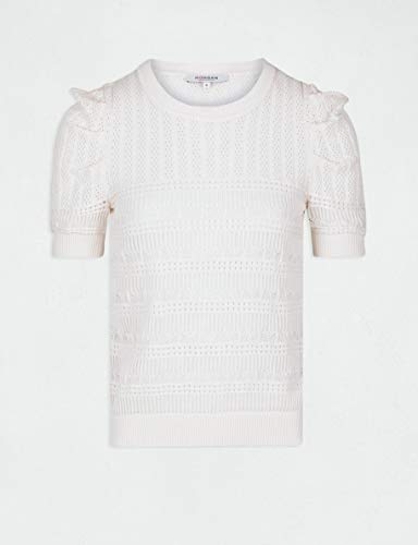 Morgan Pull Col Rond Maille ajourée MLILOU Suéter, Ivoire, TS para Mujer