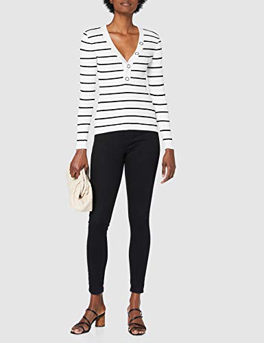 Morgan Pull Col v œillet Encolure MLOLA Suéter, Off White/Marine, TL para Mujer