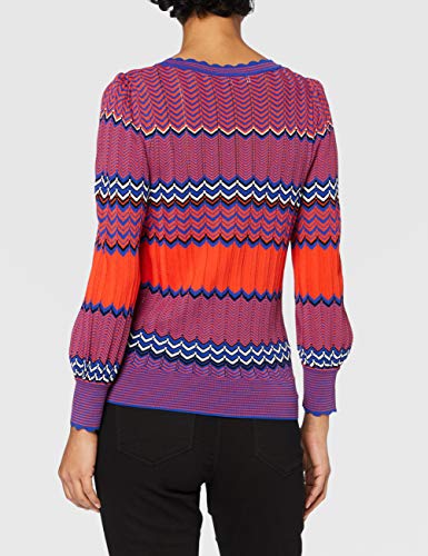 Morgan Pull Col V rayures Jacquard MGOGO Suéter, Orange, TL para Mujer