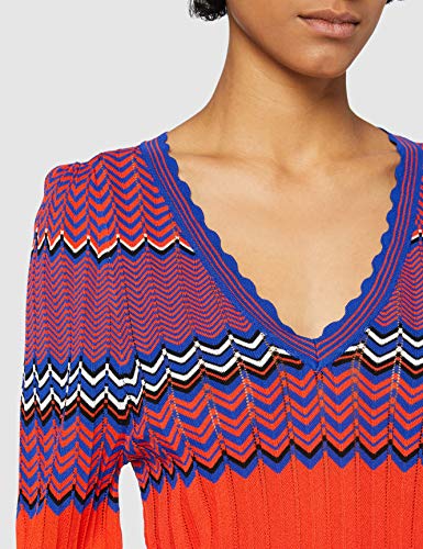 Morgan Pull Col V rayures Jacquard MGOGO Suéter, Orange, TL para Mujer