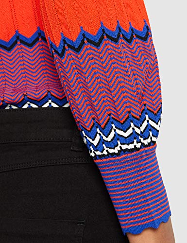 Morgan Pull Col V rayures Jacquard MGOGO Suéter, Orange, TL para Mujer