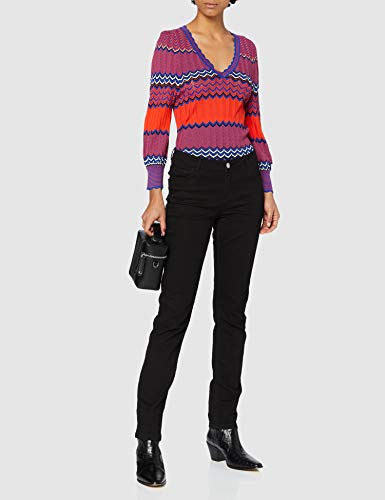 Morgan Pull Col V rayures Jacquard MGOGO Suter, Naranja, XL para Mujer