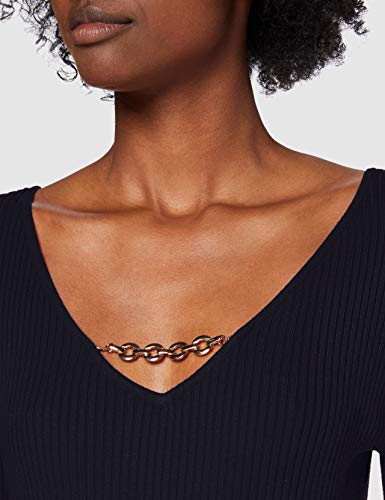 Morgan Pull Fin Col V Chaîne Malte Suéter, Marine, TXL para Mujer