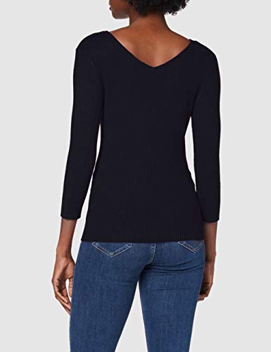 Morgan Pull Fin Col V Chaîne Malte Suéter, Marine, TXL para Mujer