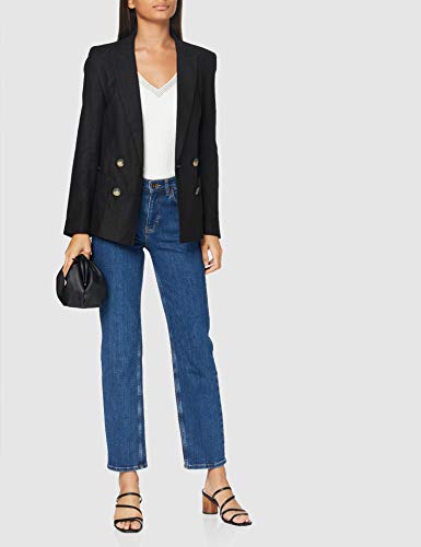 Morgan Pull Laine Col V Côte Mfausti Suéter, Blanc, TXS para Mujer