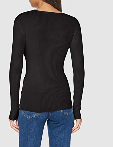 Morgan Pull Laine Col V Côte Mfausti Suéter, Noir, TL para Mujer