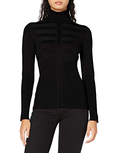 Morgan Pull Manche Longue Col Roulé Lurex Mentosa Suéter, Noir, TXS para Mujer