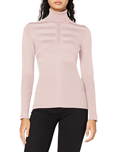 Morgan Pull Manche Longue Col Roulé Lurex Mentosa Suéter, Rose Pale, TM para Mujer