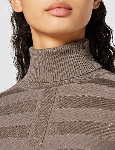 Morgan Pull Manche Longue Col Roulé Lurex Mentosa Suéter, Taupe, TM para Mujer