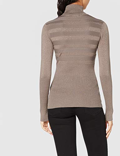 Morgan Pull Manche Longue Col Roulé Lurex Mentosa Suéter, Taupe, TM para Mujer