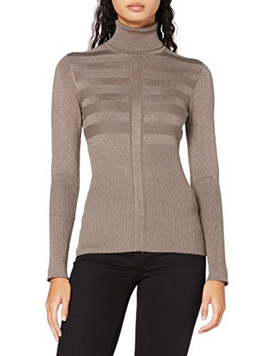 Morgan Pull Manche Longue Col Roulé Lurex Mentosa Suéter, Taupe, TM para Mujer
