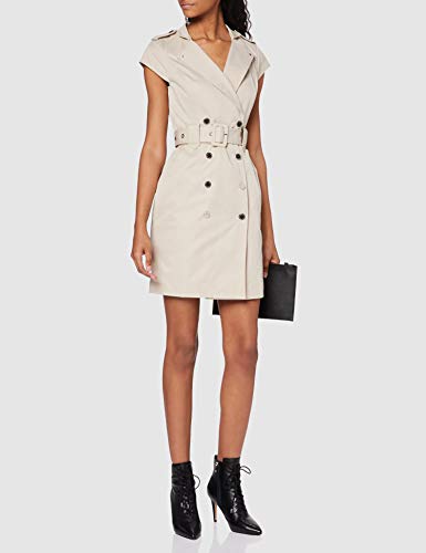 Morgan Robe Petites Manches RELITA Vestido Informal, Color Beige, 38 para Mujer