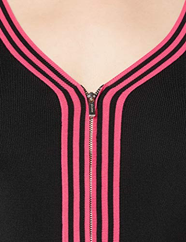 Morgan Robe Tricot Fine Rayure RMFATA Vestimenta Casual, Noir/Bonbon, TS para Mujer