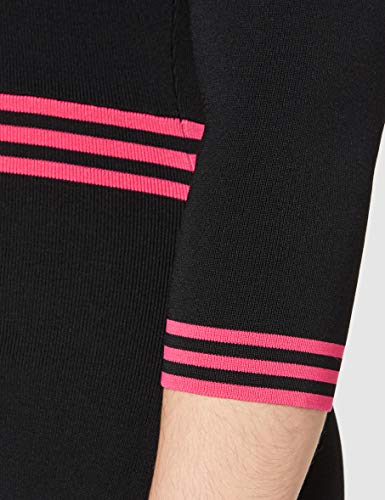 Morgan Robe Tricot Fine Rayure RMFATA Vestimenta Casual, Noir/Bonbon, TS para Mujer
