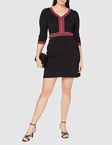 Morgan Robe Tricot Fine Rayure RMFATA Vestimenta Casual, Noir/Bonbon, TS para Mujer