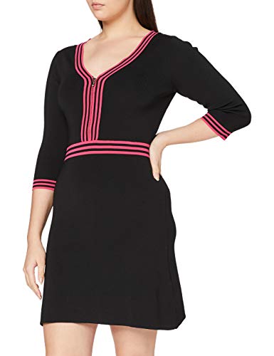 Morgan Robe Tricot Fine Rayure RMFATA Vestimenta Casual, Noir/Bonbon, TS para Mujer