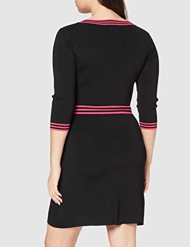 Morgan Robe Tricot Fine Rayure RMFATA Vestimenta Casual, Noir/Bonbon, TS para Mujer