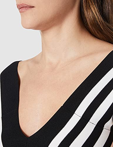 Morgan Robe Tricot rayures diagonales RMUST Vestimenta Casual, Noir/Off White, TL para Mujer