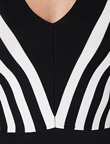 Morgan Robe Tricot rayures diagonales RMUST Vestimenta Casual, Noir/Off White, TL para Mujer
