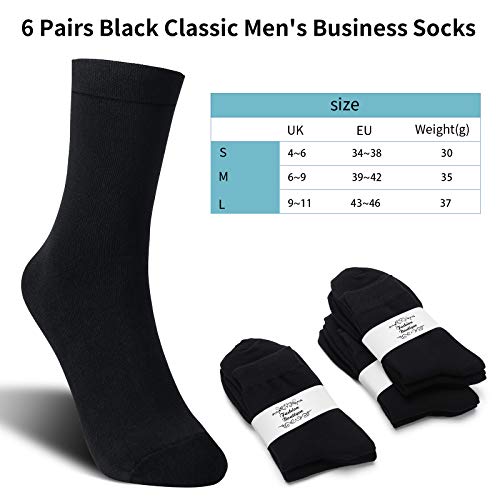 MOSOTECH 6 Pares Calcetines para Hombre y Mujer, Unisex Basic Transpirables Calcetines de Algodón, Cómodos Calcetines de Vestir , Negro