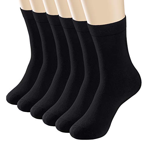 MOSOTECH 6 Pares Calcetines para Hombre y Mujer, Unisex Basic Transpirables Calcetines de Algodón, Cómodos Calcetines de Vestir , Negro