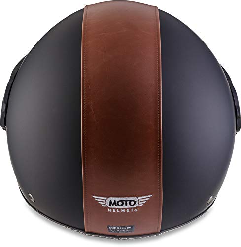 MOTO Helmets H44 - Helmet Casco de Moto, Negro/Vintage Negro, XS (53-54cm)