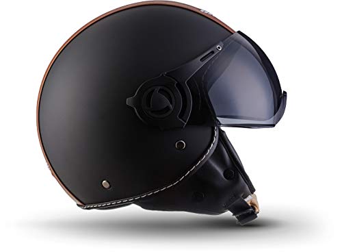 MOTO Helmets H44 - Helmet Casco de Moto, Negro/Vintage Negro, XS (53-54cm)