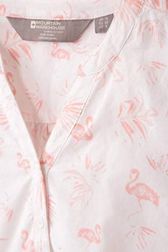 Mountain Warehouse Camisa Orlando Estampada para Mujer - Manga Larga Ligera - Transpirable, con Estilo, Cuidado fácil - Lo Mejor para Vacaciones y Viajes Blanco 34
