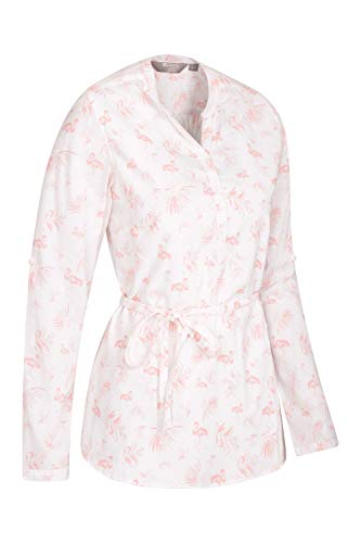 Mountain Warehouse Camisa Orlando Estampada para Mujer - Manga Larga Ligera - Transpirable, con Estilo, Cuidado fácil - Lo Mejor para Vacaciones y Viajes Blanco 34