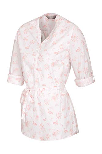 Mountain Warehouse Camisa Orlando Estampada para Mujer - Manga Larga Ligera - Transpirable, con Estilo, Cuidado fácil - Lo Mejor para Vacaciones y Viajes Blanco 34