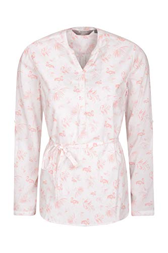 Mountain Warehouse Camisa Orlando Estampada para Mujer - Manga Larga Ligera - Transpirable, con Estilo, Cuidado fácil - Lo Mejor para Vacaciones y Viajes Blanco 34