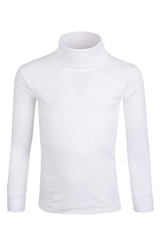 Mountain Warehouse Camiseta de algodón con Cuello Vuelto Meribel para niños, Invierno Blanco 3-4 Años