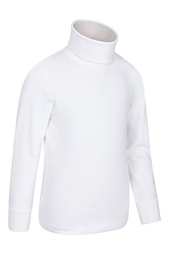 Mountain Warehouse Camiseta de algodón con Cuello Vuelto Meribel para niños, Invierno Blanco 3-4 Años