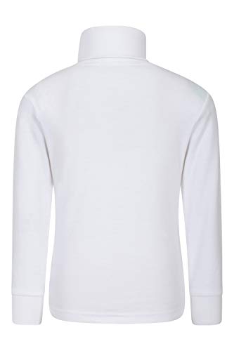 Mountain Warehouse Camiseta de algodón con Cuello Vuelto Meribel para niños, Invierno Blanco 3-4 Años