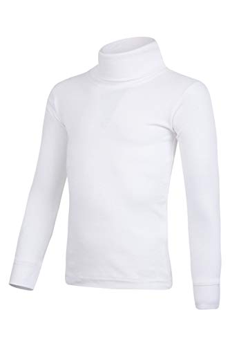 Mountain Warehouse Camiseta de algodón con Cuello Vuelto Meribel para niños, Invierno Blanco 3-4 Años