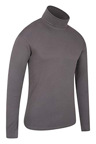 Mountain Warehouse Camiseta térmica Interior Meribel para Hombre - 100% algodón Peinado, Cuello Vuelto, Transpirable, Secado rápido y Mangas Ajustadas, fácil Cuidado, Invierno Gris Oscuro XL