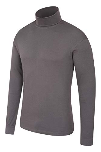 Mountain Warehouse Camiseta térmica Interior Meribel para Hombre - 100% algodón Peinado, Cuello Vuelto, Transpirable, Secado rápido y Mangas Ajustadas, fácil Cuidado, Invierno Gris Oscuro XL