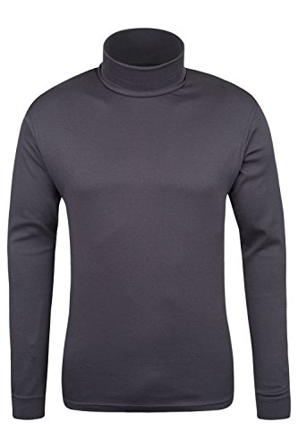 Mountain Warehouse Camiseta térmica Interior Meribel para Hombre - 100% algodón Peinado, Cuello Vuelto, Transpirable, Secado rápido y Mangas Ajustadas, fácil Cuidado, Invierno Gris Oscuro XL