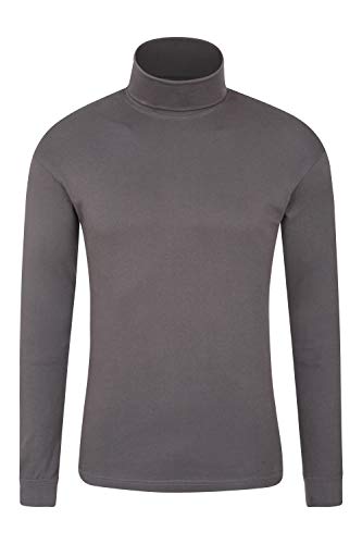 Mountain Warehouse Camiseta térmica Interior Meribel para Hombre - 100% algodón Peinado, Cuello Vuelto, Transpirable, Secado rápido y Mangas Ajustadas, fácil Cuidado, Invierno Gris Oscuro XL