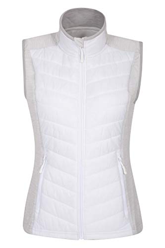 Mountain Warehouse Chaleco Action para Mujer - Cálido e Impermeable - Aislante Acolchado, para Primavera - Bolsillos con Cremalleras - Viajes, Senderismo, Camping Blanco 46