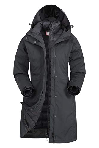 Mountain Warehouse Chaqueta Larga de Invierno 3 en 1 para Mujer de Alaskan Negro Jet 38