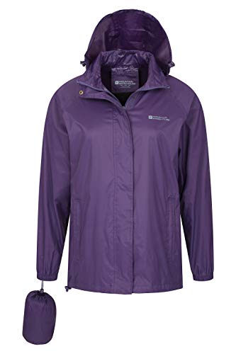 Mountain Warehouse Chaqueta Pakka para Mujer - Chubasquero Impermeable, Chaqueta Informal Plegable, Transpirable, Ligera, Abrigo cómodo para Mujer - para Viajar, Caminar Morado 50