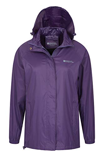 Mountain Warehouse Chaqueta Pakka para Mujer - Chubasquero Impermeable, Chaqueta Informal Plegable, Transpirable, Ligera, Abrigo cómodo para Mujer - para Viajar, Caminar Morado 50