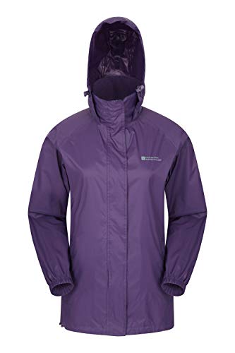 Mountain Warehouse Chaqueta Pakka para Mujer - Chubasquero Impermeable, Chaqueta Informal Plegable, Transpirable, Ligera, Abrigo cómodo para Mujer - para Viajar, Caminar Morado 50