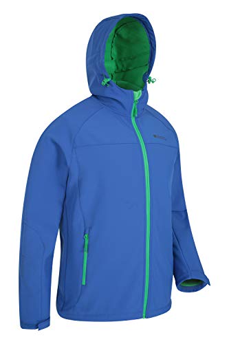 Mountain Warehouse Chaqueta Softshell Exodus para Hombre - Chaqueta Casual de diseño práctico, Impermeable, Dobladillo, Capucha y puños Ajustables Azul M